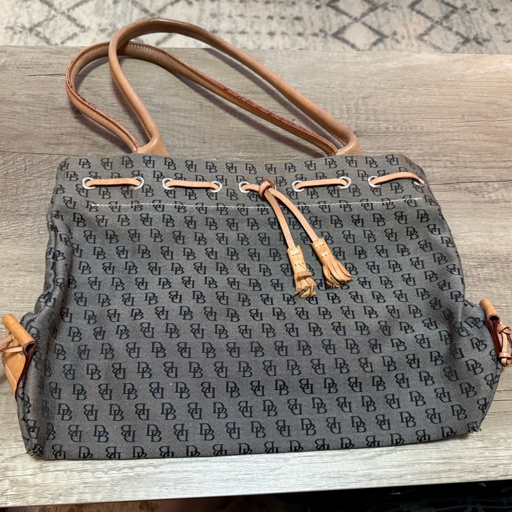 Dooney & Bourke Monogram Gray and Tan Shoulder Bag